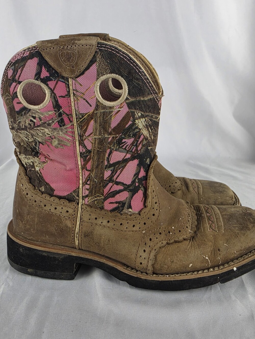 ARIAT Brown Pink Camo Timber 10007977 Leather Western Cowboy Boots Women's 5.5B